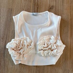Zara Cream Flower Bust Crop Top